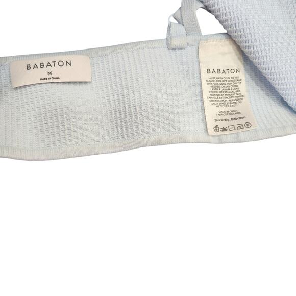 Babaton Light Blue Bralette Top Ribbed Textured Fabric Adjustable Straps Medium - Picture 3 of 3